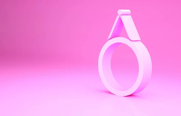 Ícone Espelho Rosa Isolado Fundo Rosa Conceito Minimalismo Ilustração Render — Fotografia de Stock