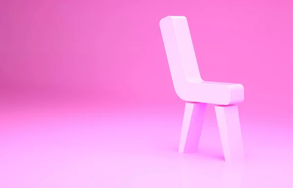 Fauteuil Icône Rose Isolé Sur Fond Rose Concept Minimalisme Illustration — Photo