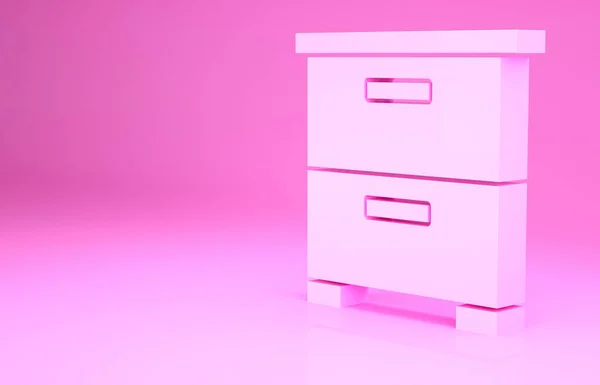 Рожева Меблі Нічний Тумбочка Ізольована Рожевому Фоні Концепція Мінімалізму Ілюстрація — стокове фото