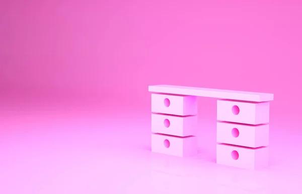 Pink Office Bureaupictogram Geïsoleerd Roze Achtergrond Minimalisme Concept Illustratie Renderen — Stockfoto