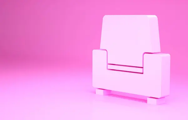 Fauteuil Icône Rose Isolé Sur Fond Rose Concept Minimalisme Illustration — Photo