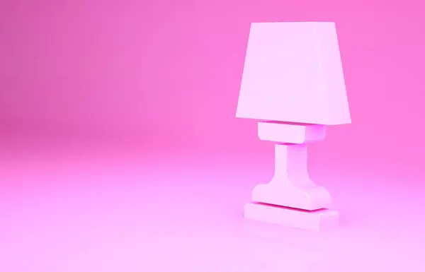 Rózsaszín Asztali Lámpa Ikon Elszigetelt Rózsaszín Alapon Minimalizmus Koncepció Illusztráció — Stock Fotó