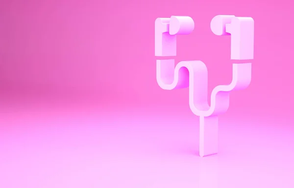 Das Symbol Des Kopfhörers Pink Air Ist Isoliert Auf Rosa — Stockfoto