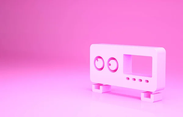 粉色吉塔放大器图标孤立在粉红色的背景 音乐乐器 最低纲领的概念 3D渲染3D插图 — 图库照片