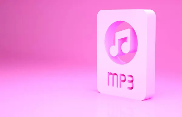 Mp3ファイルのドキュメントをピンク ピンクの背景に隔離されたMp3ボタンアイコンをダウンロードしてください Mp3音楽形式の記号 Mp3ファイルのシンボル 最小限の概念 3Dイラスト3Dレンダリング — ストック写真