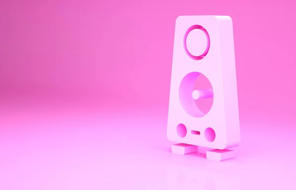 Ікона Мовця Pink Stereo Ізольована Рожевому Фоні Звукові Системні Динаміки — стокове фото