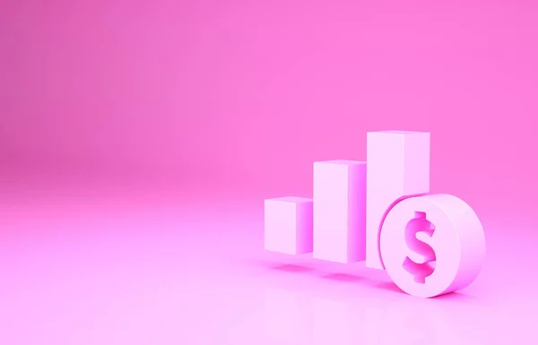 Pink Pie Chart Infographic Dollar Symbol Icon Isolated Pink Background — Stock Photo, Image