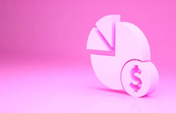 Infografika Pink Pie Chart Ikona Symbolu Dolara Różowym Tle Znak — Zdjęcie stockowe