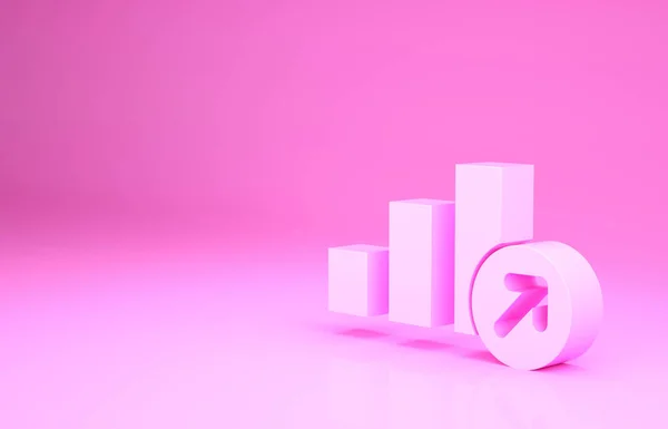 ピンクピンクの背景に孤立した金融成長のアイコン 収益の増加 最小限の概念 3Dイラスト3Dレンダリング — ストック写真