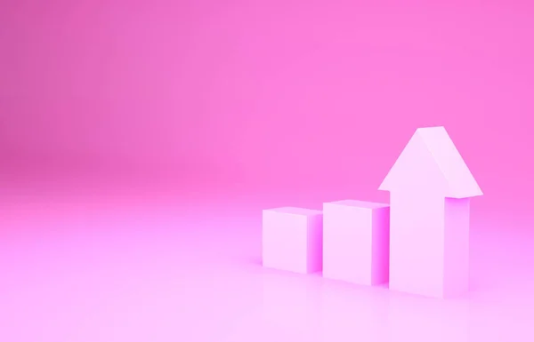 Pink Financial growth icon isolated on pink background. Increasing revenue. Minimalism concept. 3d illustration 3D render.