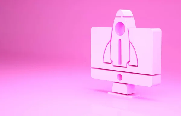 Ícone Conceito Inicialização Pink Business Isolado Fundo Rosa Símbolo Novos — Fotografia de Stock