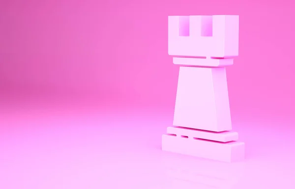 ピンクの背景に隔離されたピンクのチェスのアイコン ビジネス戦略 ゲーム 最小限の概念 3Dイラスト3Dレンダリング — ストック写真