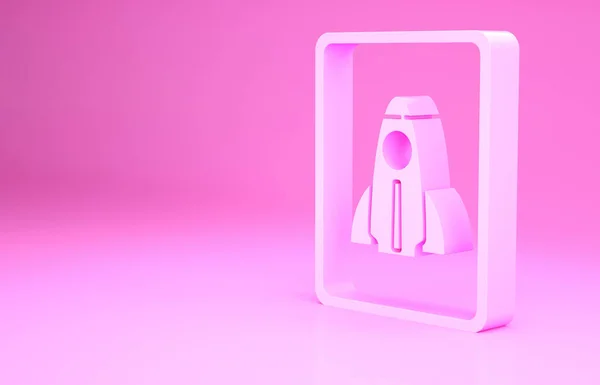 Ikona Projektu Pink Business Startup Różowym Tle Symbol Nowego Biznesu — Zdjęcie stockowe