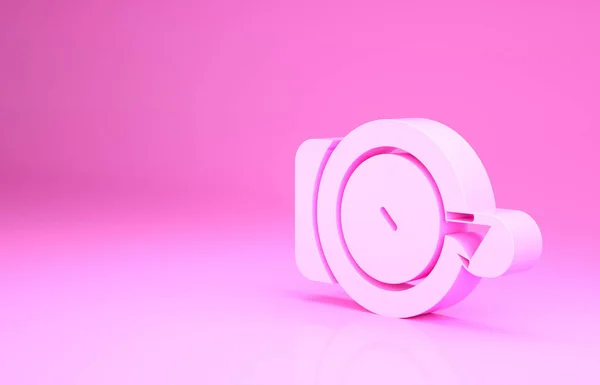 Розовый Велосипедный Колокол Значок Изолирован Розовом Фоне Концепция Минимализма Рендеринг — стоковое фото