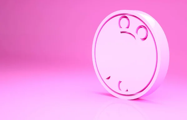 粉色自行车球轴承图标隔离在粉红色背景 最低纲领的概念 3D渲染3D插图 — 图库照片
