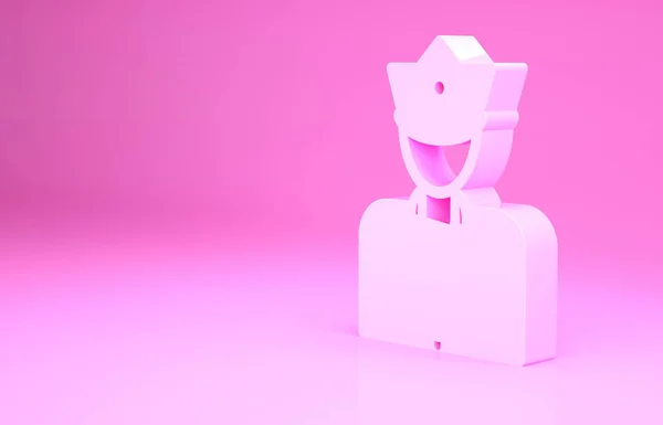 ピンクの警察官のアイコンがピンクの背景に隔離されました 最小限の概念 3Dイラスト3Dレンダリング — ストック写真