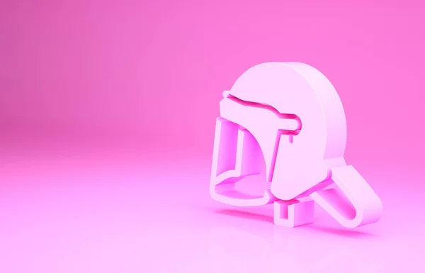 ピンクの警察ヘルメットアイコンがピンクの背景に隔離されています 軍事用ヘルメット 最小限の概念 3Dイラスト3Dレンダリング — ストック写真
