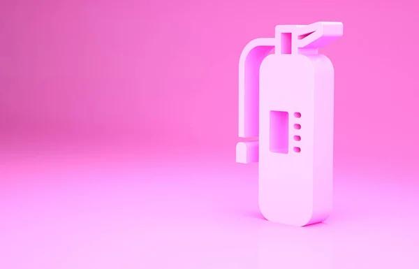 Pink Fire extinguisher icon isolated on pink background. Minimalism concept. 3d illustration 3D render.