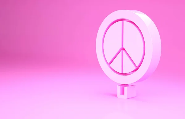 Icono Paz Rosa Aislado Sobre Fondo Rosa Símbolo Hippie Paz — Foto de Stock