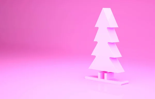 Pink Canadian spruce icon isolated on pink background. Forest spruce. Minimalism concept. 3d illustration 3D render. — Stock Image Pink Canadian Spruce Icon Isolated Pink Background Forest Spruce Minimalism Royalty Free Stock Photos