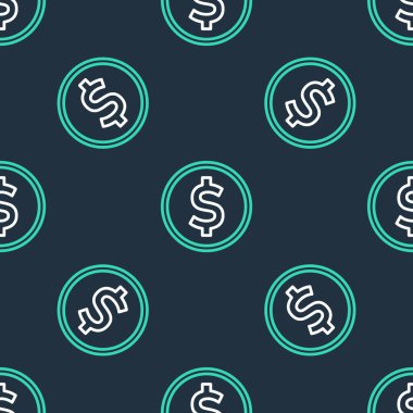 Dolar sembollü çizgi parası siyah arka planda izole edilmiş kusursuz desen. Bankacılık işareti. Para sembolü. Vektör.