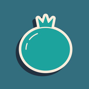 Yeşil domates simgesi yeşil arkaplanda izole edildi. Uzun gölge tarzı. Vektör.