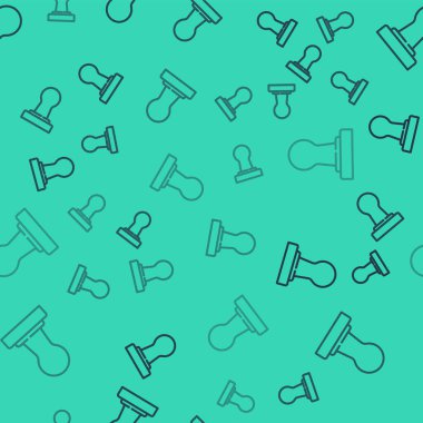 Siyah çizgi kahve karıştırma ikonu yeşil arka planda pürüzsüz desen izole etti. Vektör.