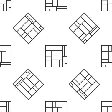 Gri çizgi Ev Edificio Mirador simgesi beyaz arka planda kusursuz desen izole etti. Madrid, İspanya 'da MVRDV mimarlarının Mirador sosyal konutları. Vektör.