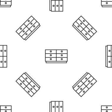 Çekmece simgesinin gri çizgisi beyaz arka planda izole edilmiş. Vektör.