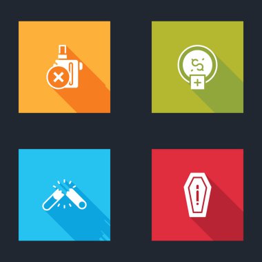 Elektronik sigara yok, sigarayı bırak, para biriktirme, ikondan Kırık ve Ölüm. Vektör.