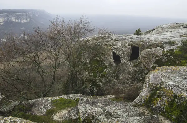 Grotte Ville Eske Kermen Dans Les Montagnes Crimée — Photo