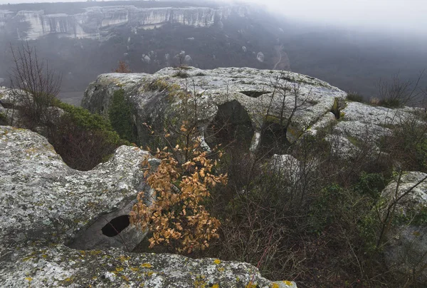 Пещерный Город Эске Кермен Горах Крыма — стоковое фото