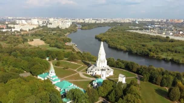 Kolomenskoye Park Och Moskva Ovanifrån — Stockvideo