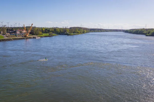 Río Danubio Visto Desde Hainburg Cable Stayed Bridge Danube River — Foto de Stock
