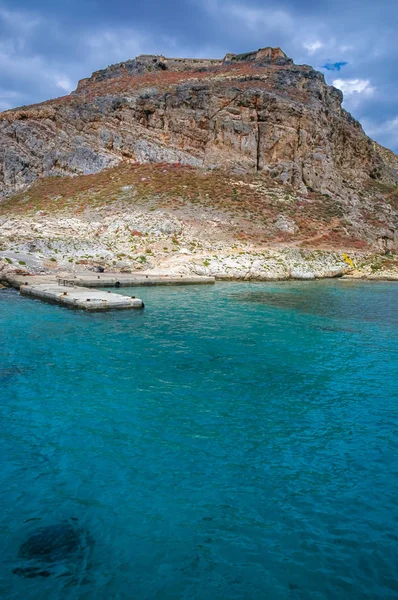 Imeri Gramvousa Wyspa Ruiny Weneckiego Fortu Morzu Śródziemnym Pobliżu Wyspa — Zdjęcie stockowe