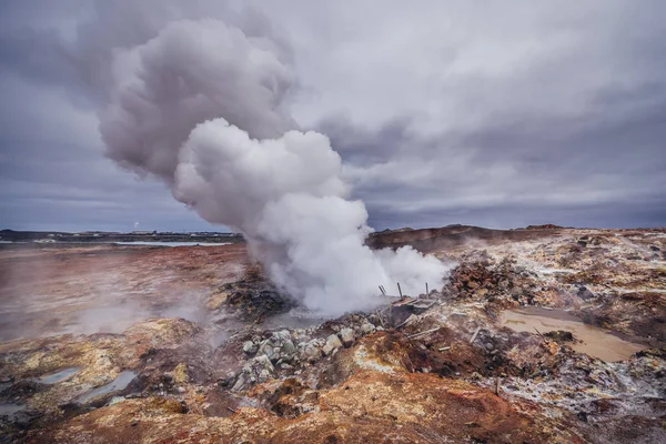 Geotermiskt Område Kallat Gunnuhver Beläget Reykjanes Halvö Island — Stockfoto