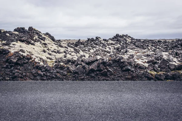 Planície Lava Coberta Com Musgo Visto Uma Rota Número 425 — Fotografia de Stock