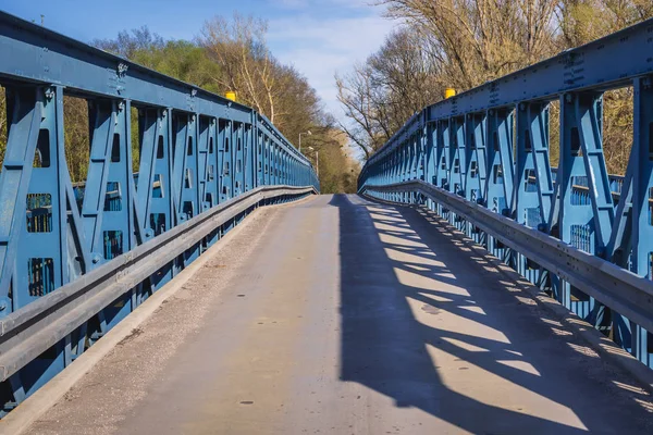 Pont Acier Enjambant Fleuve Morava Frontière Entre Slovaquie Autriche — Photo