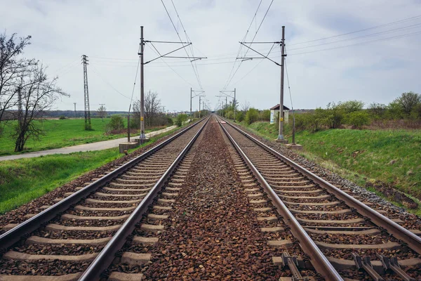 Eisenbahngleise Mikulcice Kleine Stadt Der Tschechischen Republik — Stockfoto