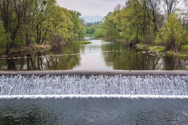 Río Ostravice Przno Pequeña Ciudad República Checa — Foto de Stock