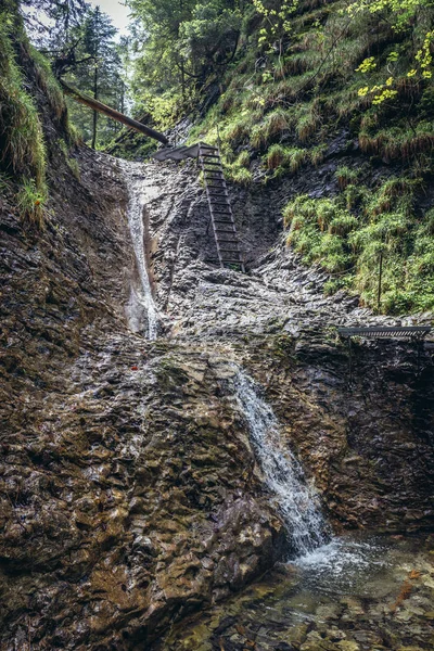 Korytovy Waterfall One Waterfalls Sucha Bela Famous Hiking Trail Park — Stock Photo, Image