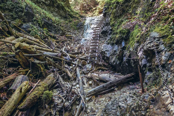 Bocny Vattenfall Ett Vattenfallen Sucha Bela Berömda Vandring Trail Park — Stockfoto