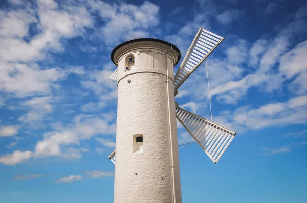 Llamado Faro Forma Molino Viento Stawa Mlyny Ciudad Swinoujscie Sobre — Foto de Stock