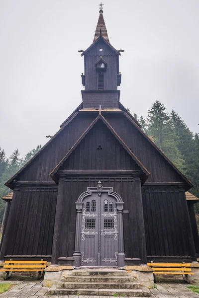 Igreja Histórica Bila Pequena Aldeia Cordilheira Morávia Silésia Beskids República — Fotografia de Stock