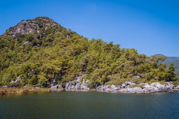 Rocky Bank River Dalyan Dalyan Village Iztuzu Beach Mugla Province — Stock Photo, Image