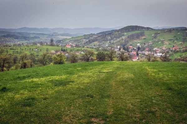 Flygfoto Från Bergen Ovanför Jasenna Liten Historiska Moravian Region Tjeckien — Stockfoto