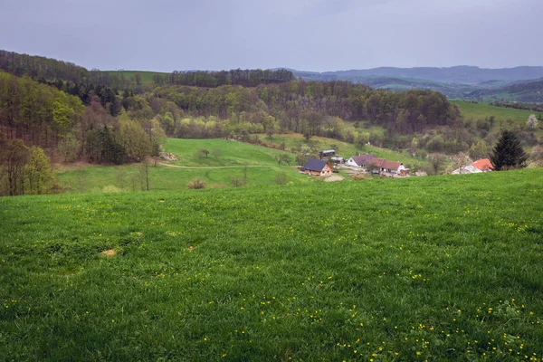 Jasenna Çek Cumhuriyeti Tarihi Moravian Region Küçük Köyde Yukarıda Hills — Stok fotoğraf