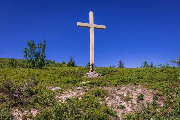 Kříž Horský Průsmyk Bukowska Národním Parku Bieszczady Podkarpatské Vojvodství Polska — Stock fotografie