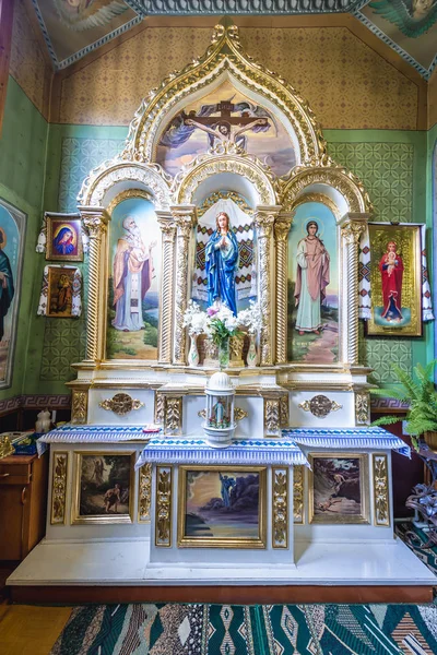 Altar Lateral Iglesia Asunción Ortodoxa Antigua Iglesia Católica Chortkiv Ucrania —  Fotos de Stock