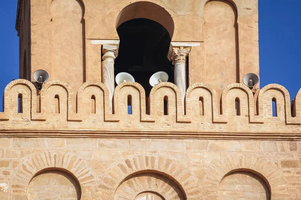 Detaljer För Minaret Stora Moskén Kairouan Kairouan Stad Tunisien Kallas — Stockfoto